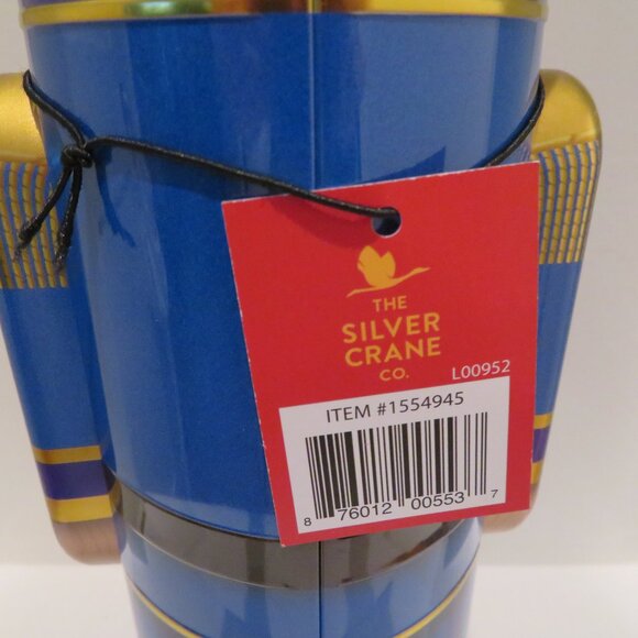 Christmas Blue Nutcracker Tin Can Silver Crane Co. Keepsake Gift Empty Container - Picture 12 of 13